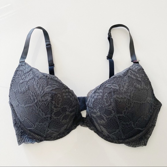 La SENZA Other - La Senza Obsession Plunge Gray Lace Padded Bra Size 34D
